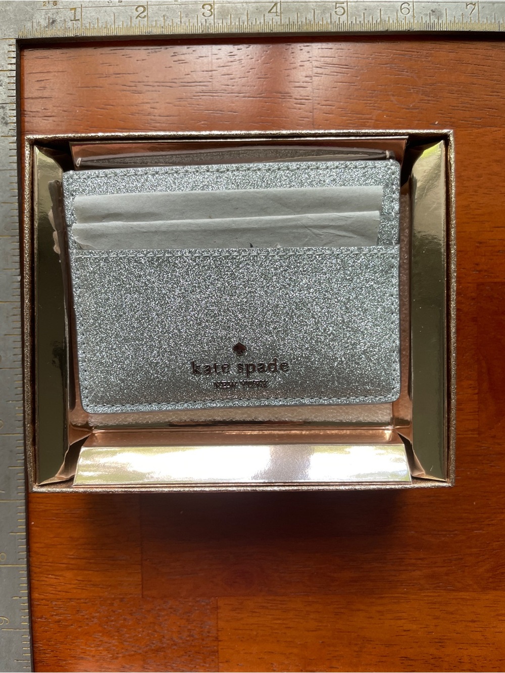kate spade metallic silver glitter gift box